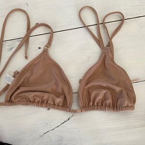 Aerie Sand Ribbed Bikini Top